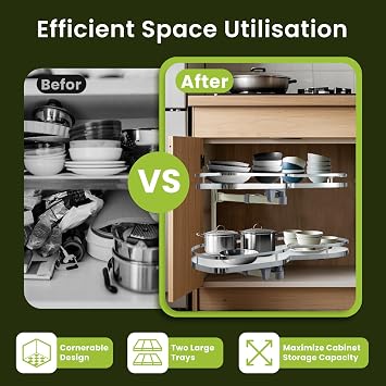 Kitchen Blind Corner Cabinet Pull Out Drawers, 2-Tier Pull Out Shelf Organizer for 36 Inch Cabinets, Left Handed Opening (Left)