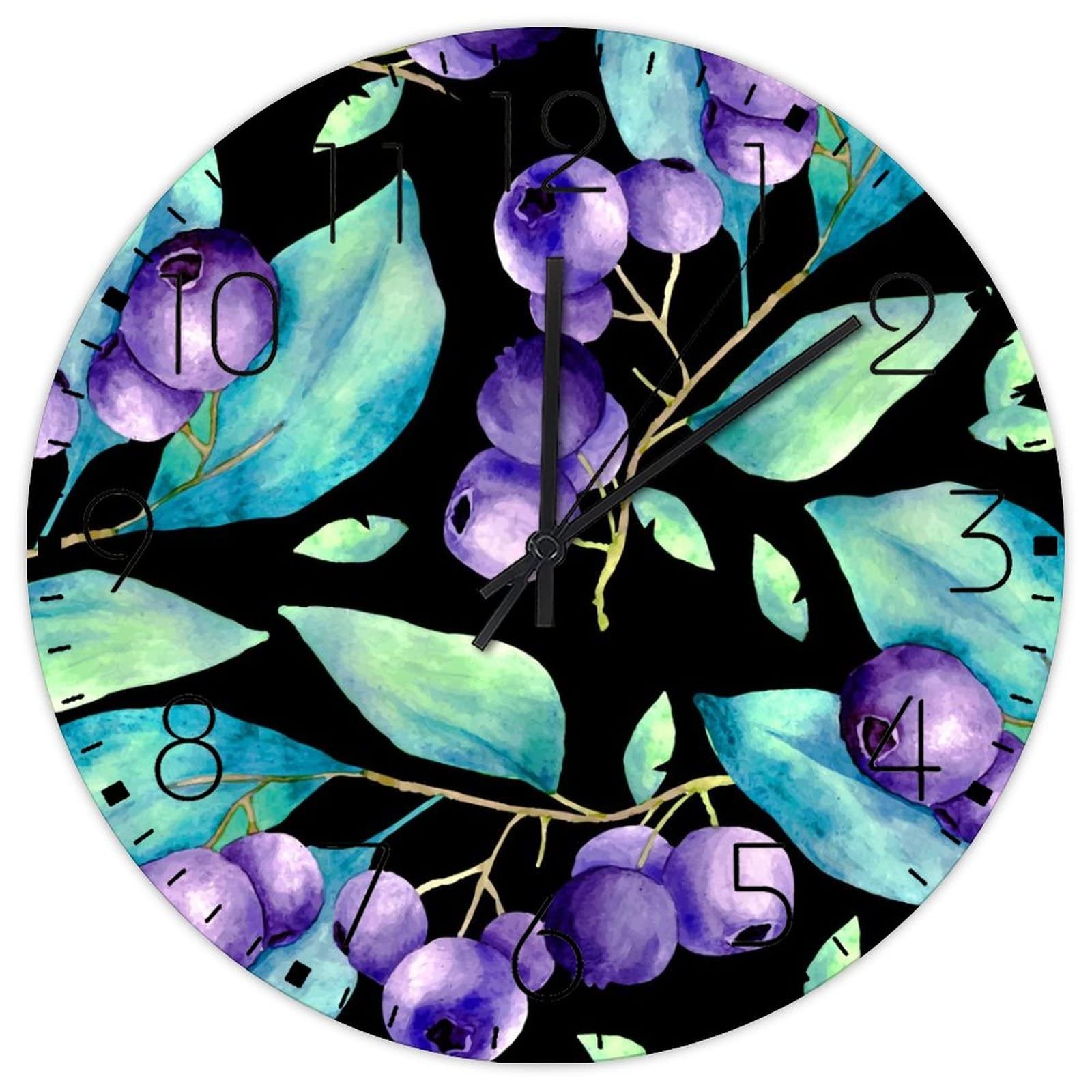 Décoration murale rétro avec horloge silencieuse motif fruits