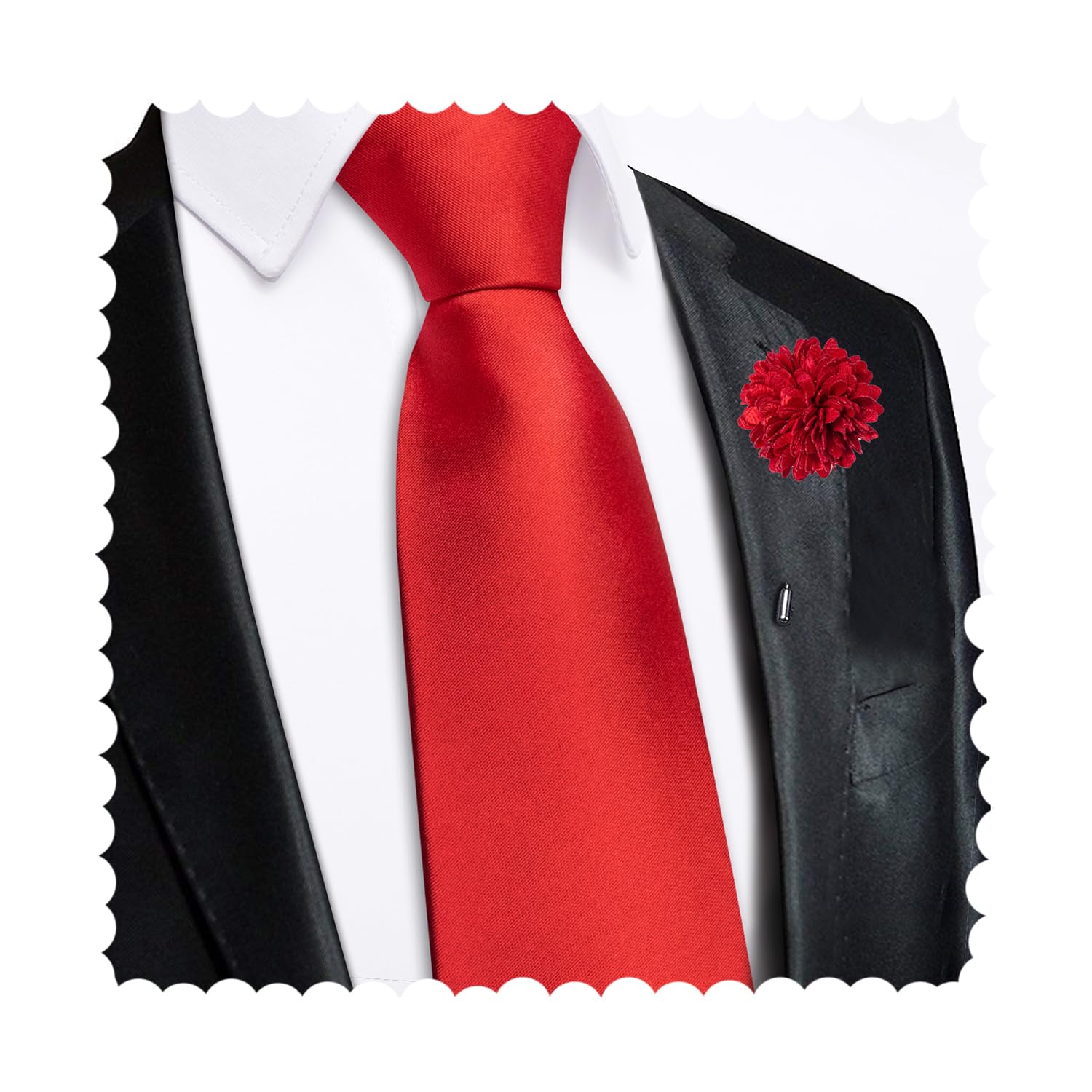 Hi-Tie Zipper Ties for Men Pre-tied Tie Set Lapel Pin Pocket Square and Cufflinks Formal Business Wedding Adjustable Necktie