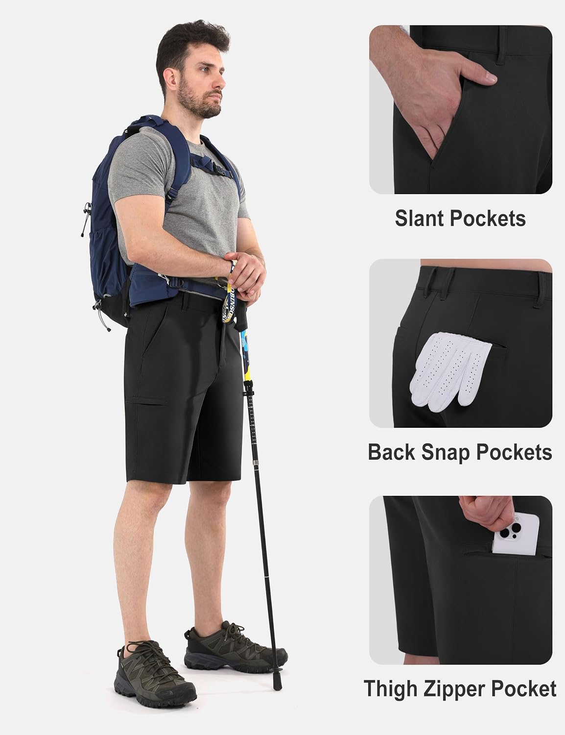 Men's Golf Shorts 7"/ 10" Stretch Quick Dry Water Resistant Dress Casual Shorts with 6 Pockets Work Hiking Shorts