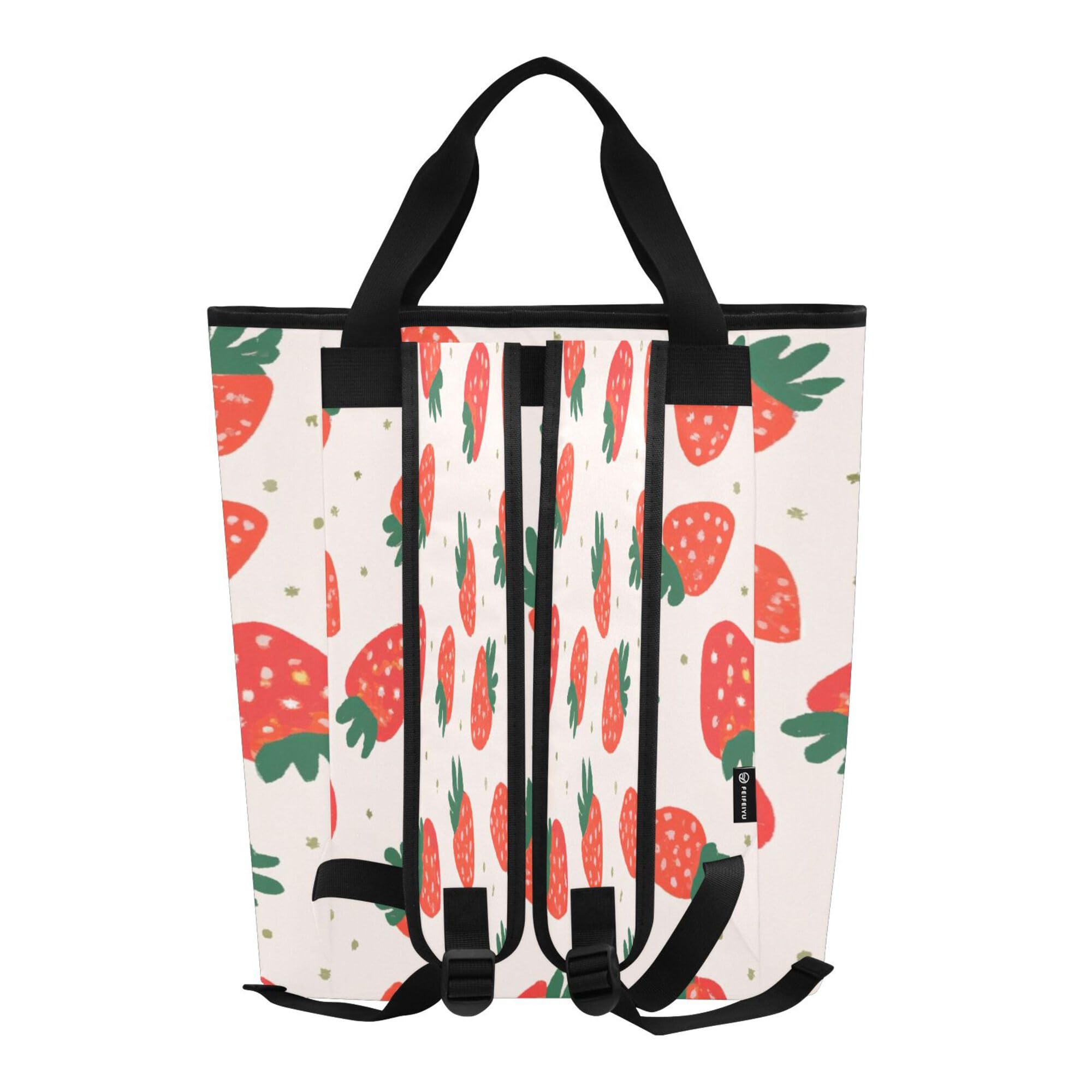 PYBUG Strawberry Reusable Insulated Backpack 36 Cans,Large Leakproof Portable Cooler Tote Organizer for Office Picnic Hiking Beach BBQ