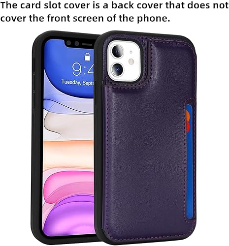 Miniatura 11 de iCoverCase Funda compatible con iPhone 11 con soporte para tarjetas, funda protectora de piel sintética con bloqueo RFID para mujeres y hombres