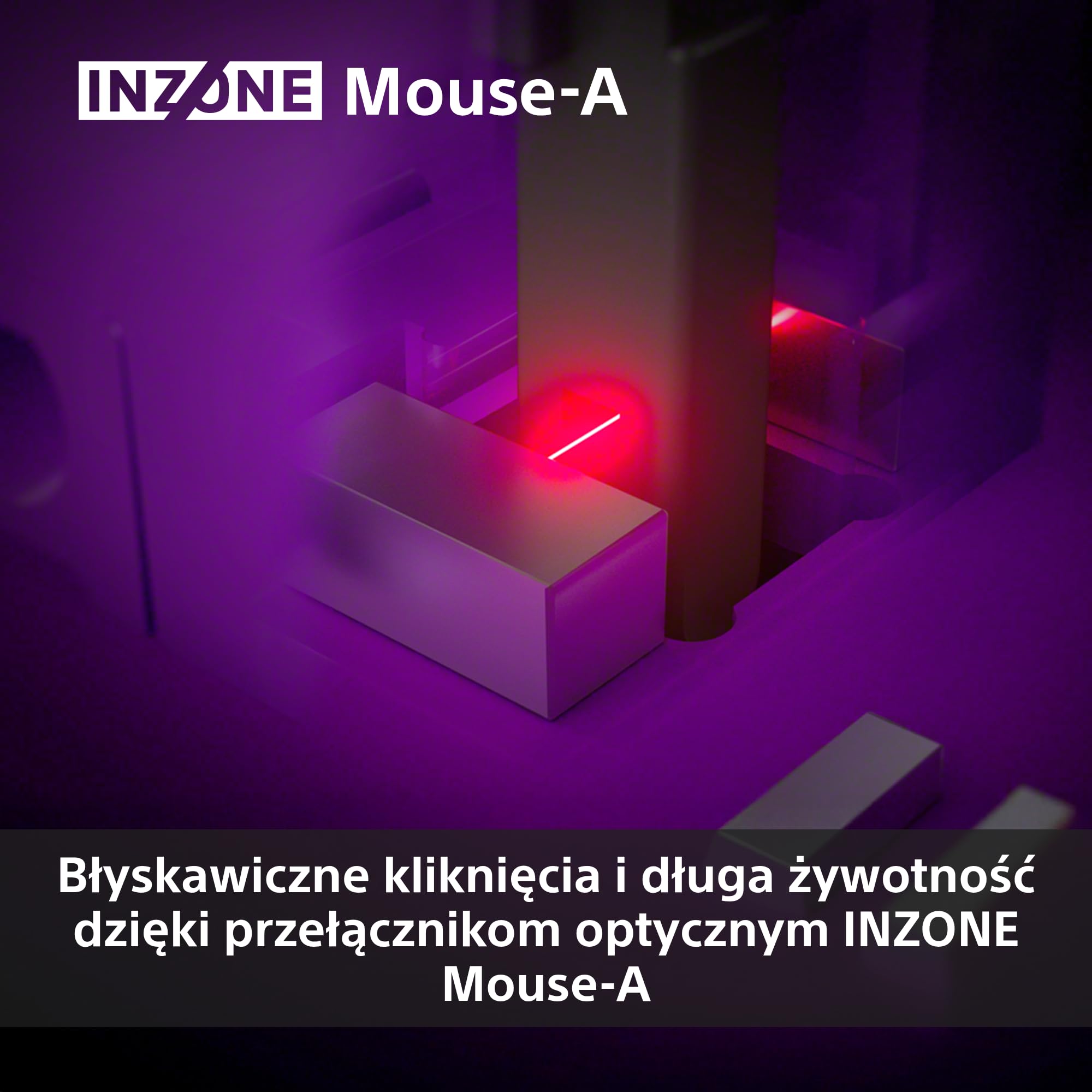 Sony INZONE Mouse-A bezprzewodowa mysz gamingowa, ultralekka (48,4 g), próbkowanie 8000 Hz, czujnik PixArt 30 000 DPI, przełączniki optyczne, bateria 90h, projekt z Fnatic, PC FPS Esports, czarna