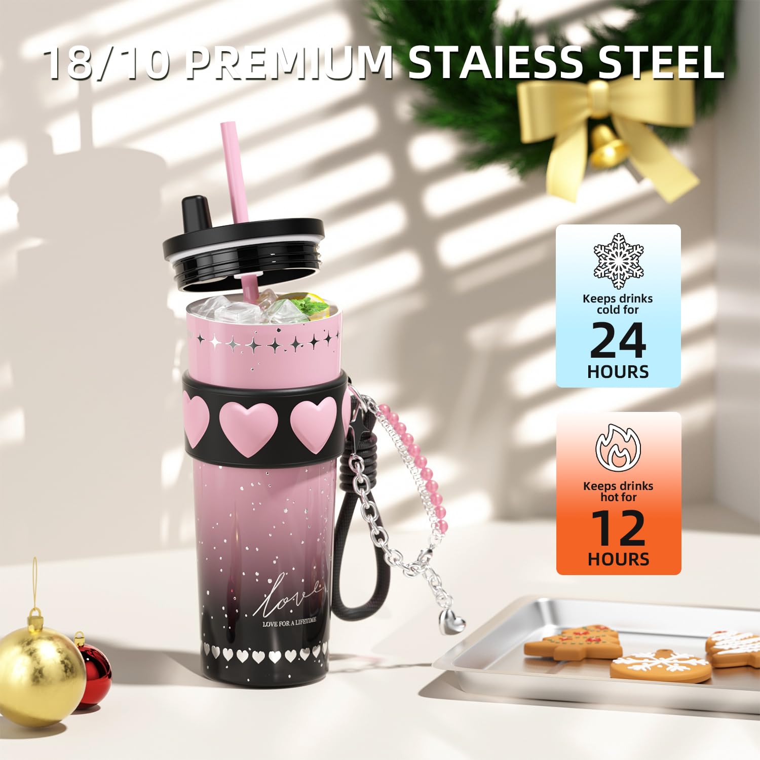 Sidagar Gobelet En Acier Inoxydable De 700 Ml Avec Paille, Tasse à