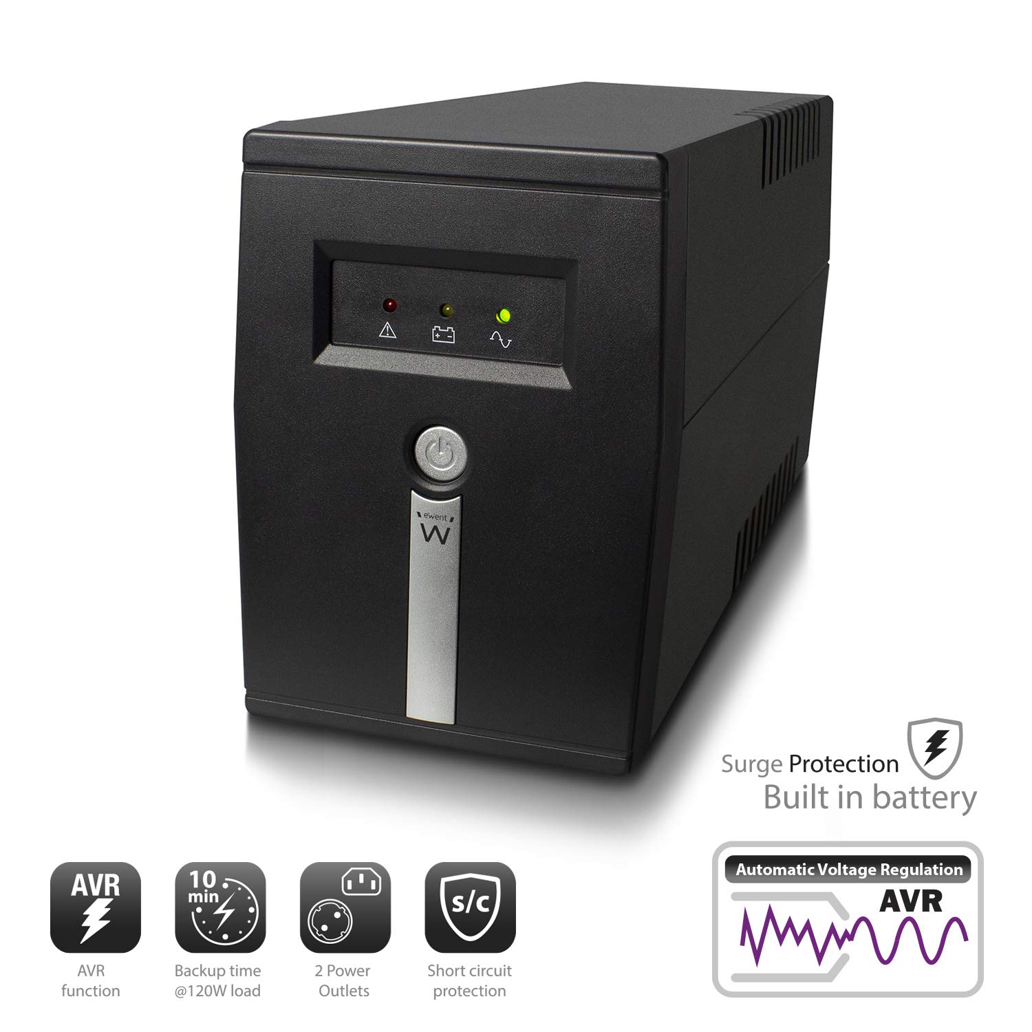 Ewent EW3946 Zasilanie bez przerw (UPS) 600 VA 1 wyjścia AC, liniowe interaktywne - Zasilanie bezprzerwowe (USP) (600 VA, 360 W, 230 V, 230 V, 230 V, 230 V, 230 V)