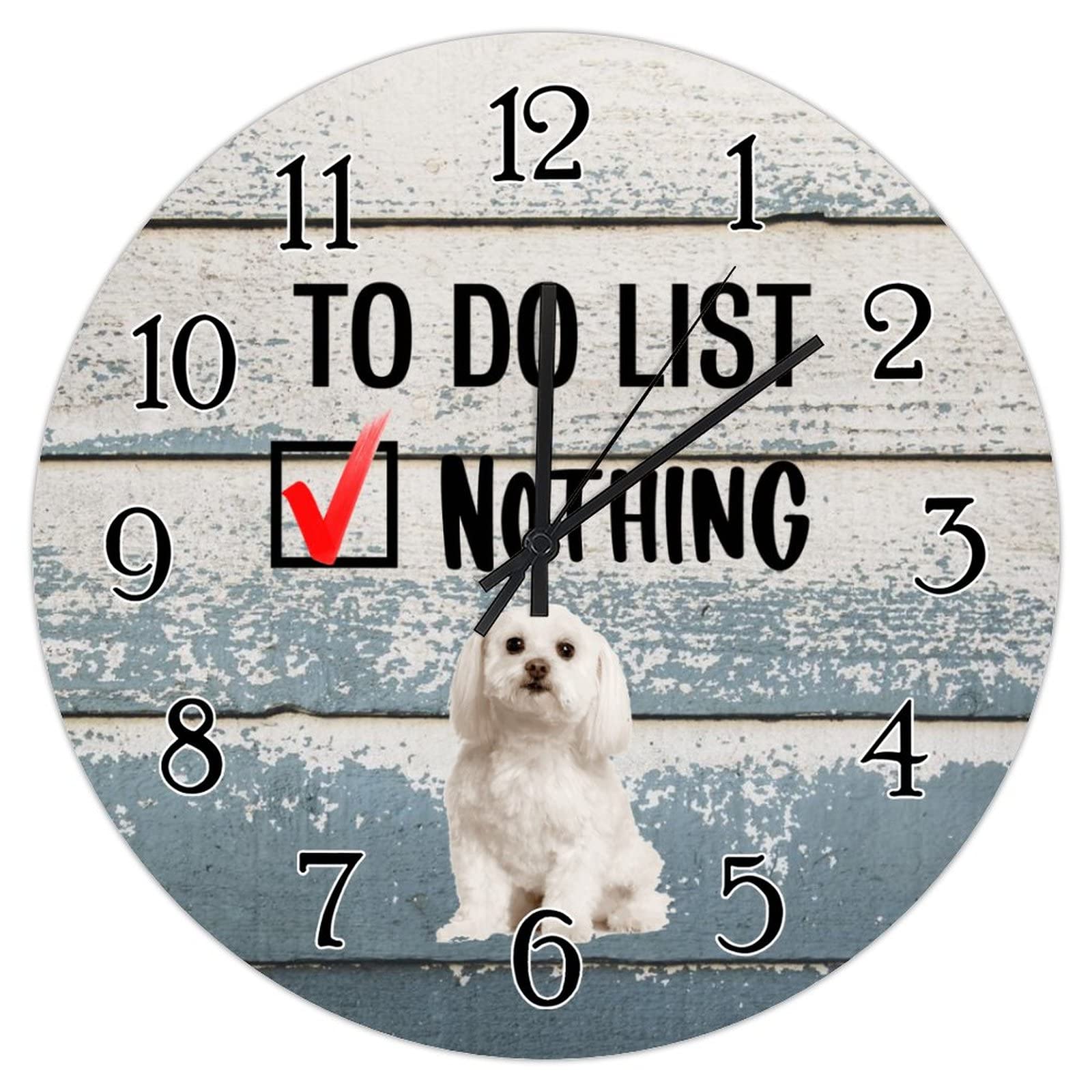 Horloge shabby chic bichon maltais rétro 38 cm cuisine et salle à manger