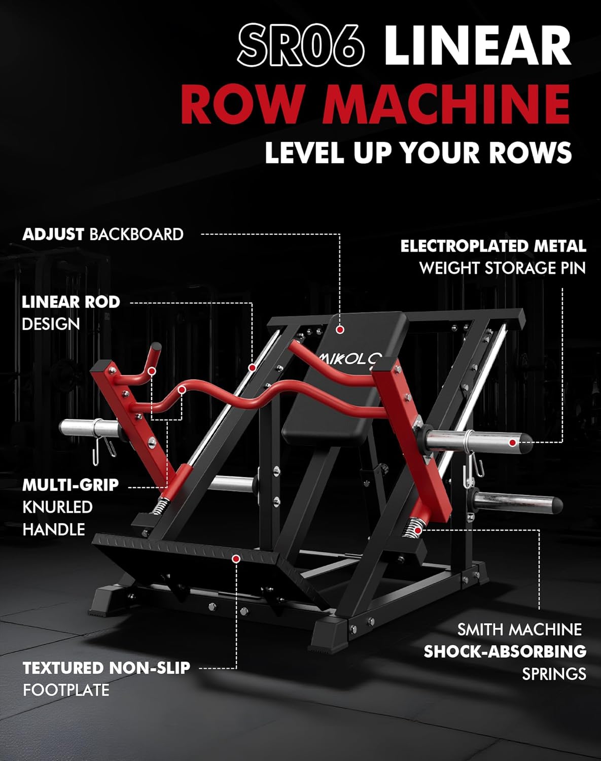 Mikolo Linear Row Machine, Back Workout Machine For Home Gym...