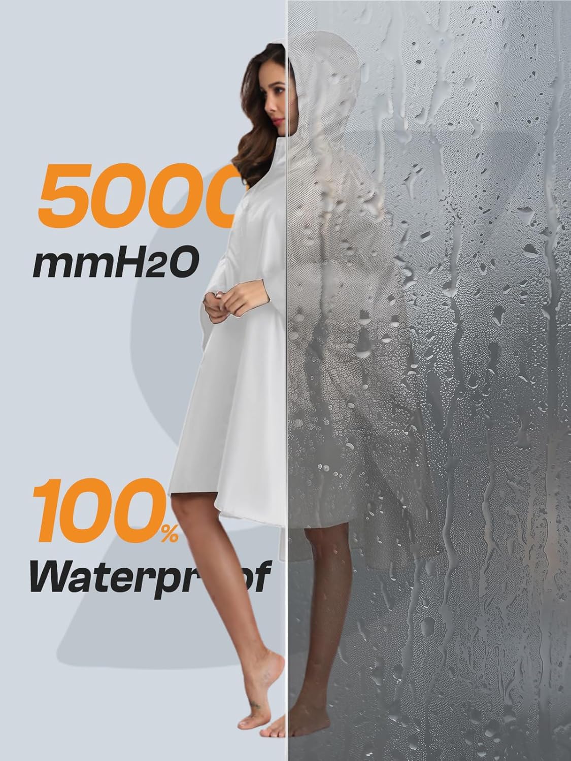 SaphiRose Unisex Rain Poncho Waterproof Raincoat Hooded for Adults Women with Pockets - Image 2