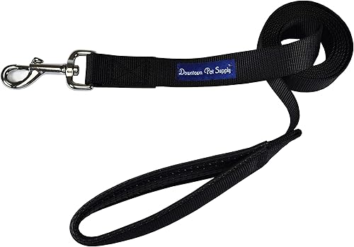 Correa para perro fuerte y durable (azul, rojo, negro, morado, rosa, 6 ft, 4 ft, 2 ft), por Downtown Pet Supply, Negro