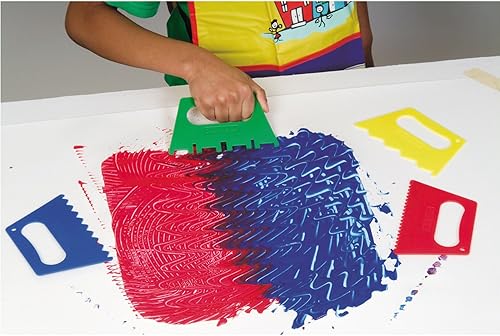 Miniatura 2 de Creativity Street 5185 - Raspadores de pintura de plástico de 5 pulgadas de ancho, color verde/azul/rojo/amarillo, 4 raspadores