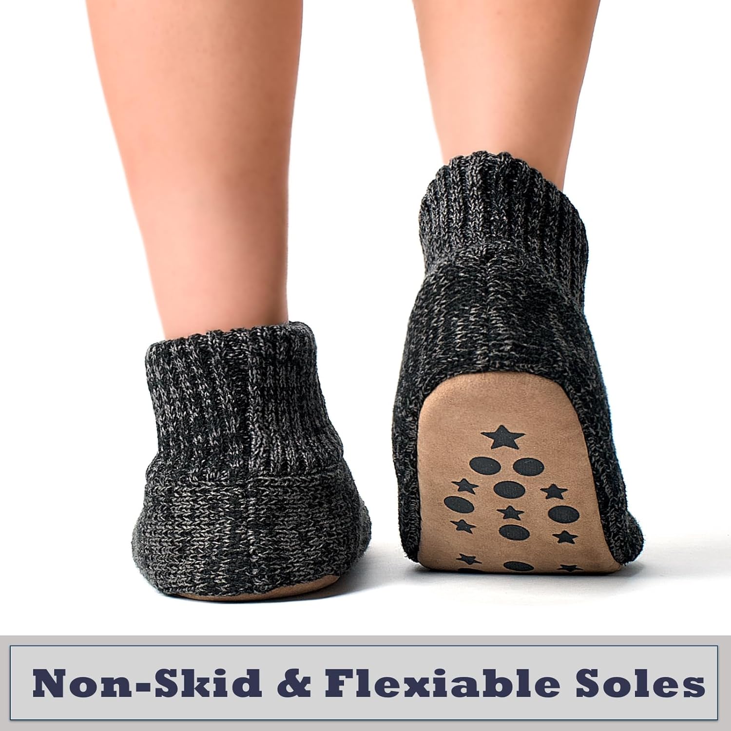 Cozylook Men's Slipper Socks with Grips, Fuzzy Indoor Slippers for Men, Soft Warm Winter Socks with Non-slip Soles - Image 4