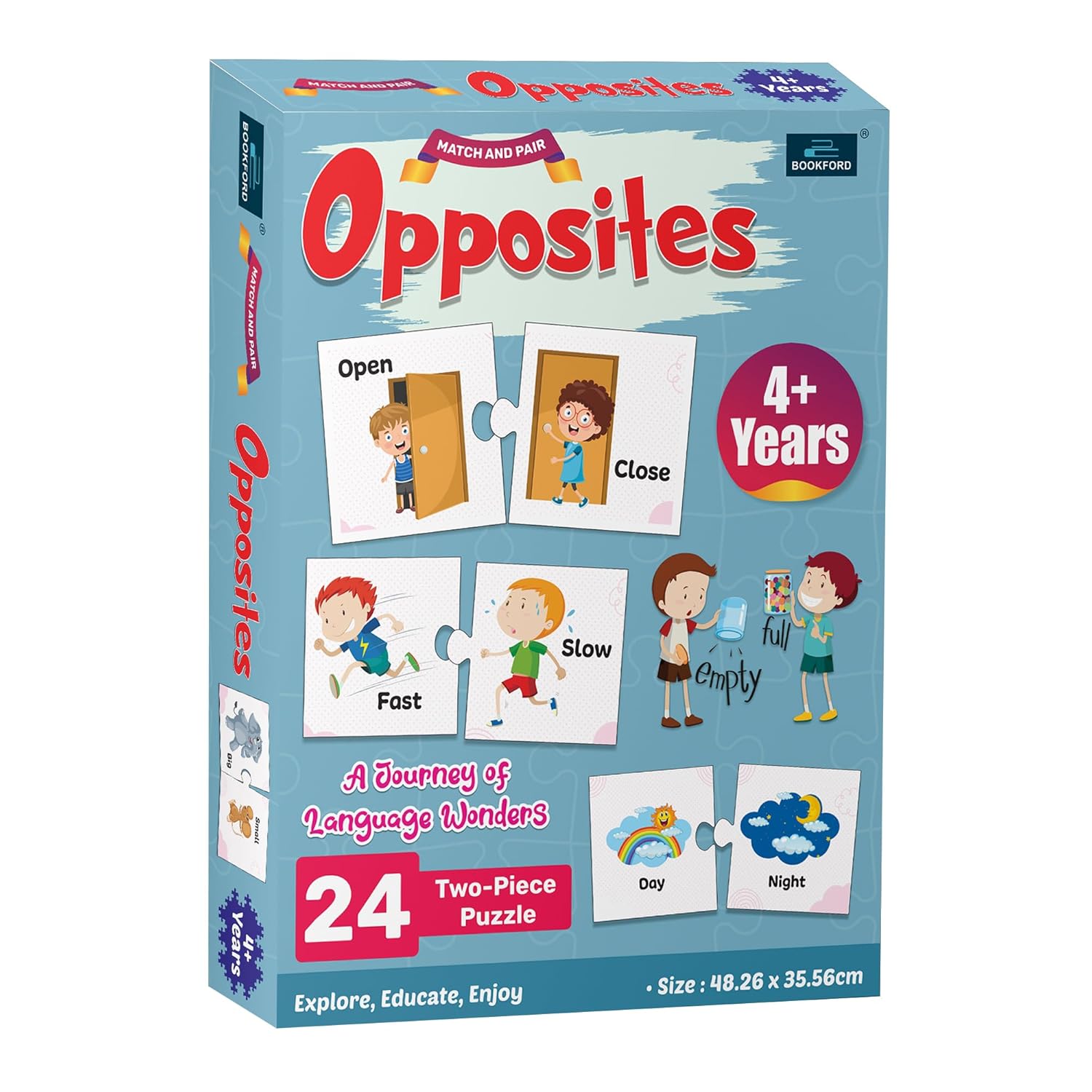 Opposites Match and Pair Jigsaw Puzzle for Kids, Children – Early Learning Educational Toy, Brain Booster with Fun, Gifts for Boys and Girls Ages 4, 5, 6, 7, 8+ Years (48 Pieces)