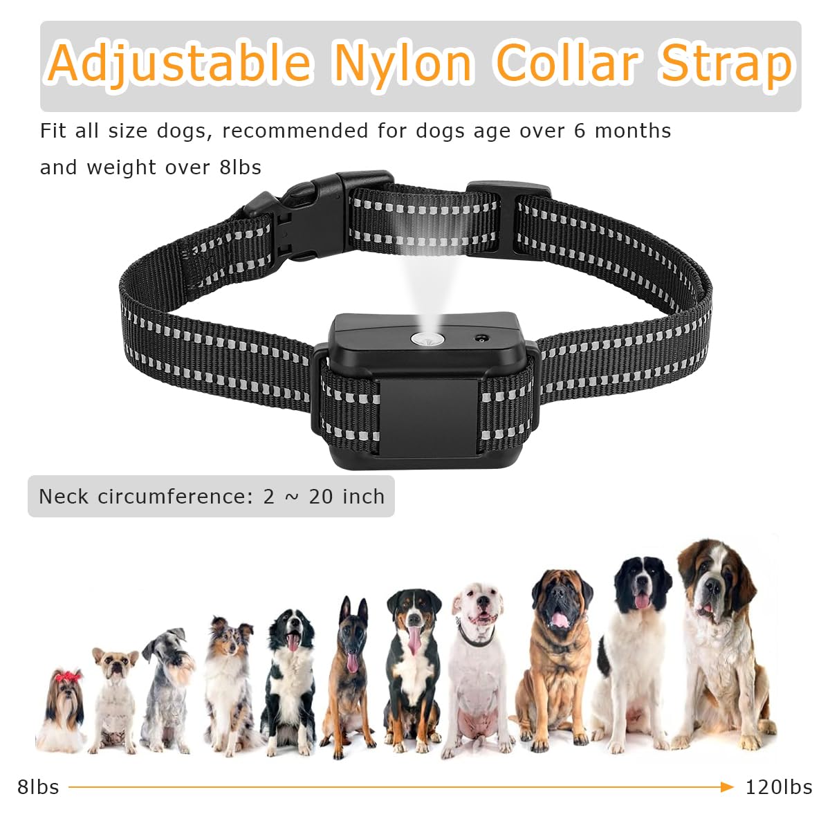 Collar de ladridos de perro, collar de entrenamiento para perros, dispositivo de seguridad sin golpes, con 2 niveles de sensibilidad de pulverización ajustables para perros S/M/L, no incluye recambio