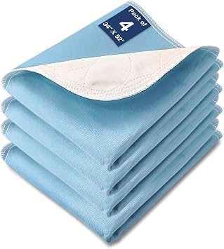 Bed Pads Washable Waterproof, 52" x 34" 4 Pack Incontinence Bed Pads, Waterproof Bed Pad & Pee Pad, Perfect for Adults, The Elderly and Pets