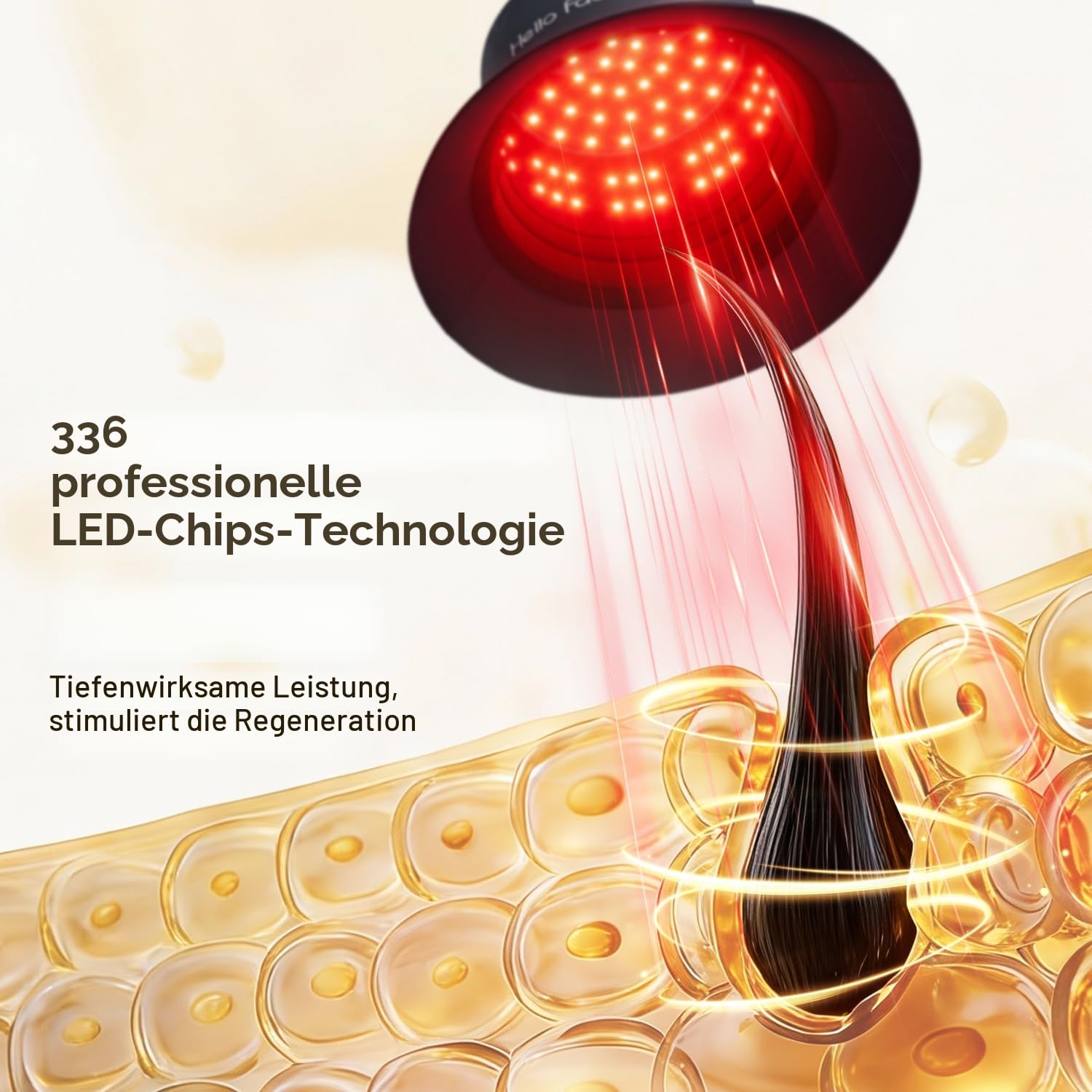 Rotlicht Kappe für Haare und Kopfhaut, Infrarot Haarhelm mit 336 LEDs (660nm & 850nm), Diskreter Rotlichttherapie Hut mit Controller, Fischerhut-Design bis 62cm