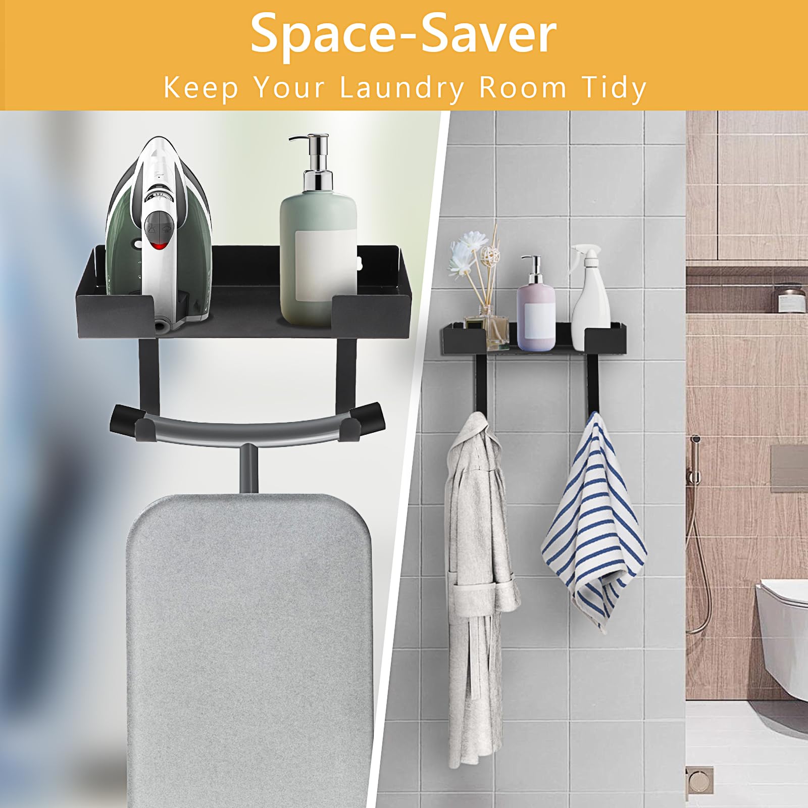 Supporto Per Ferro Da Stiro E Asse Da Stiro - Mensola Da Parete, Portata 30 Libbre - Per Lavanderia E Casa - Foto 4