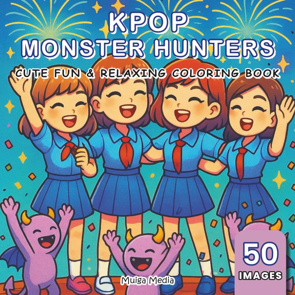 KPop Monster Hunters: Cute & Relaxing Coloring Book about Music, Fantasy and Adventure | 50 Images, 8.5x8.5 inches
