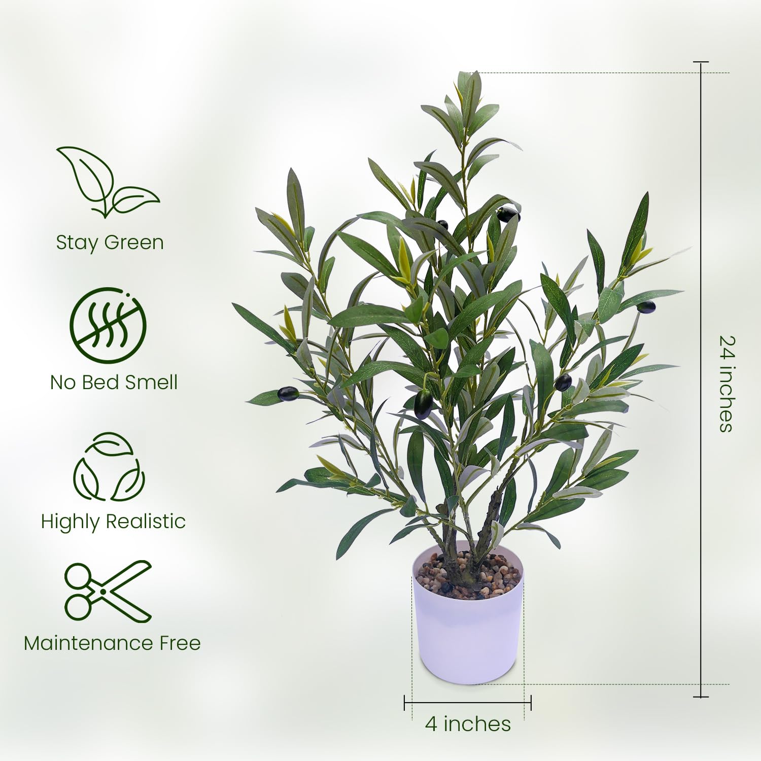 Small Artificial Faux Olive Tree, 24