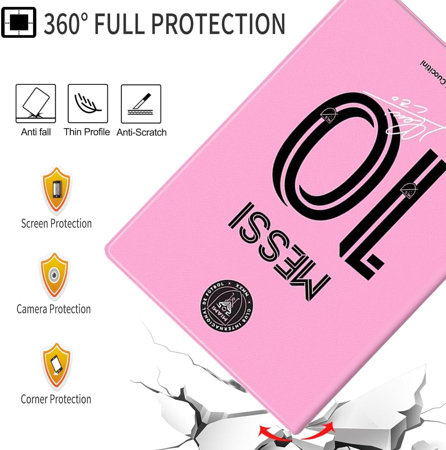 ZERMU for iPad Air 5th/4th Generation 2022/2020 10.9-Inch, Mess%i Soccer #10 Shockproof Magnetic Cover [Auto Sleep/Wake] with Pencil Holder, Multi-Angle Stand, Magnetic Kickstand (T1)