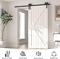 Vista 6 de Kit de herrajes para puerta corrediza de granero de derivación de 5 pies, herrajes para puerta corrediza de modo de riel combinado, puertas