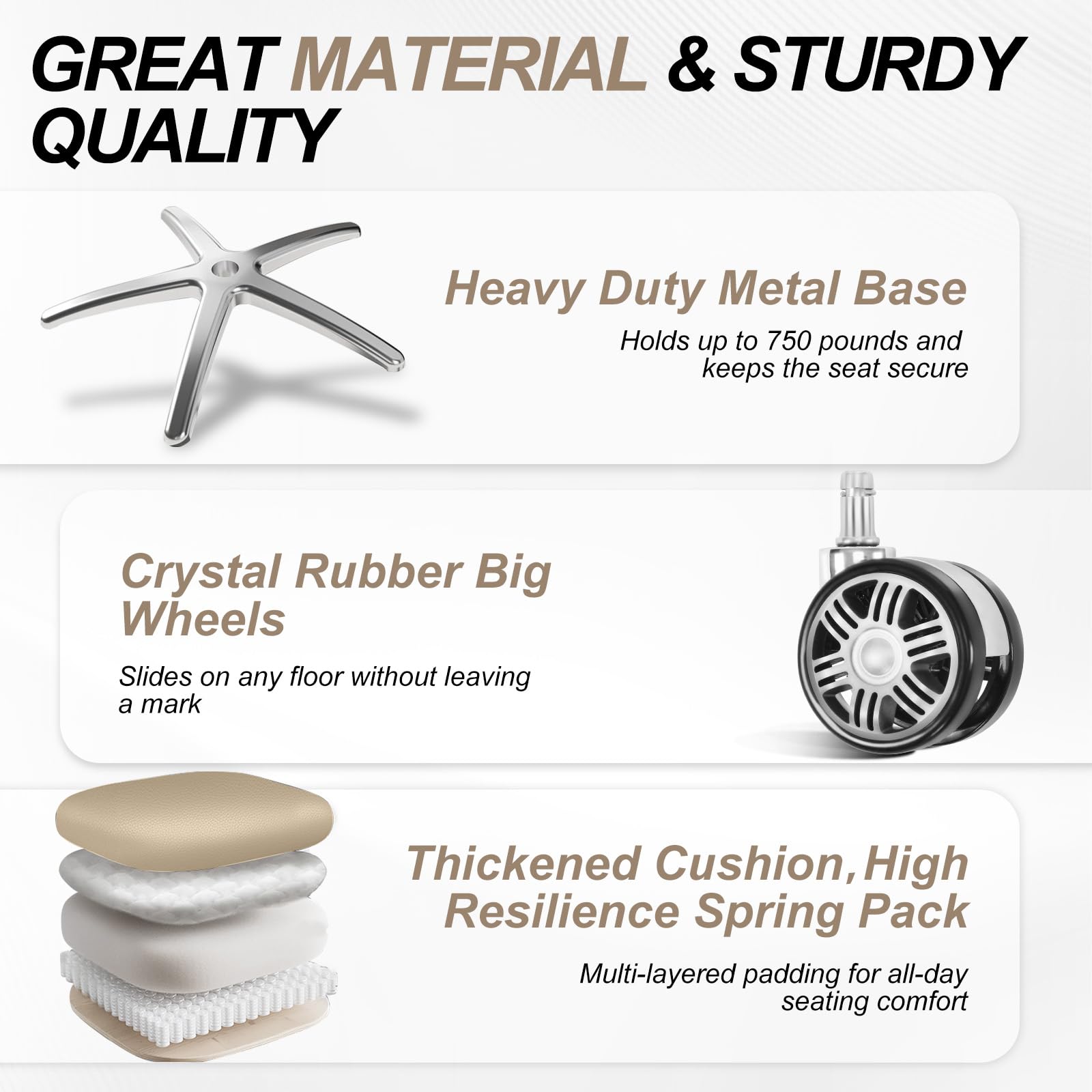 Big and Tall Office Chair 650lbs Heavy Duty Office Chairs with Dual Rubber Wheels Extra Wide Desk Chair — view 6