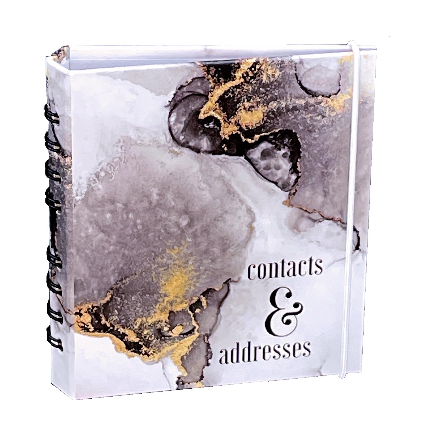 Address Book from Meadowsweet Kitchens - Black Agate design Address Book for Tracking Contacts with Alphabetical Tabs, and Removable Entry Cards -