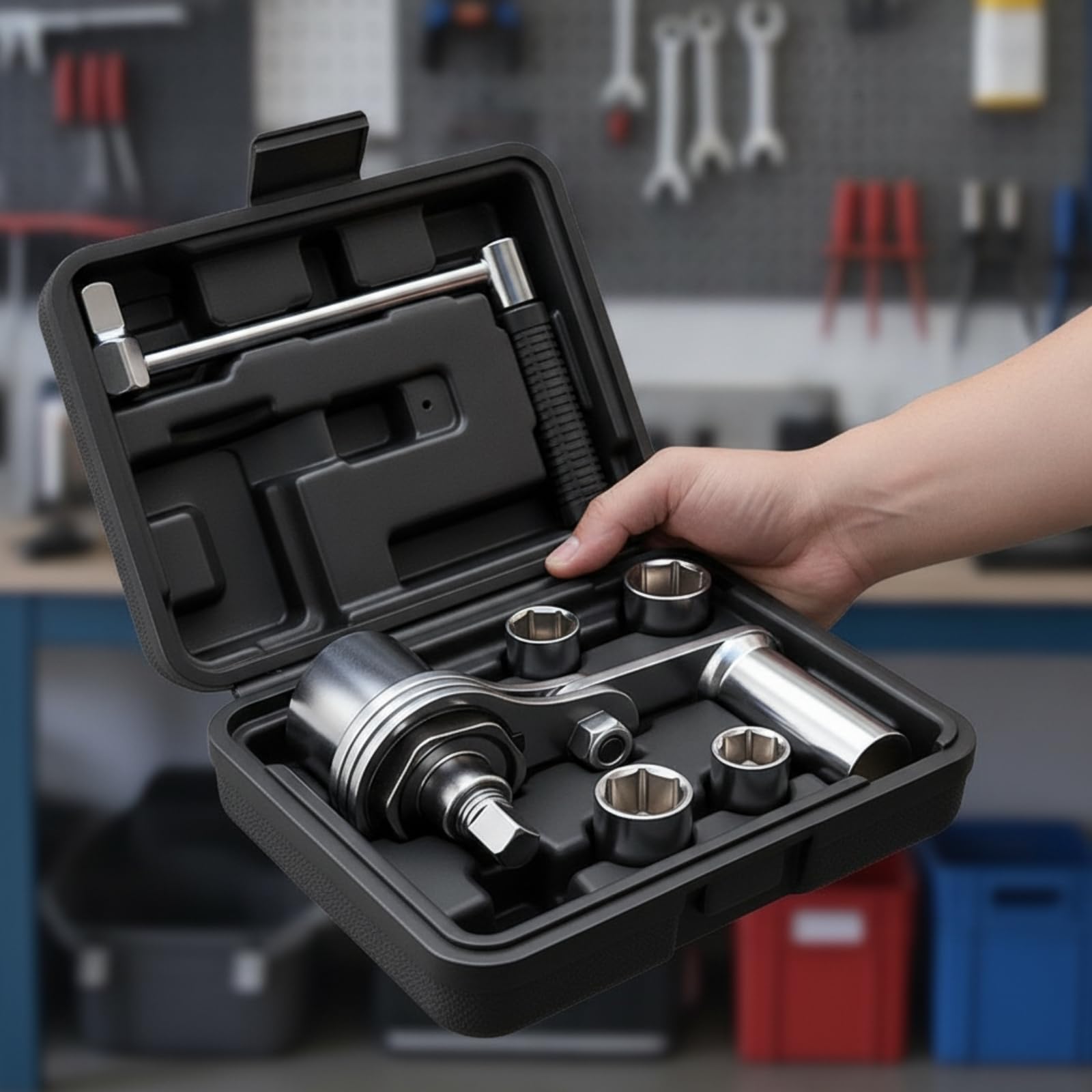 Harilla Kit Cambio Pneumatici Facile da Usare Custodia Rigida Inclusa, Chiave con Bussole, Portatile, Chiave con Valigetta, per Garage, Officina, Automobilisti