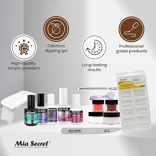 Miniatura 5 de Mia Secret - Kit de 14 piezas de polvo de inmersión para uñas, kit de inmersión con 2 polvos acrílicos de colores, polvo acrílico transparente,