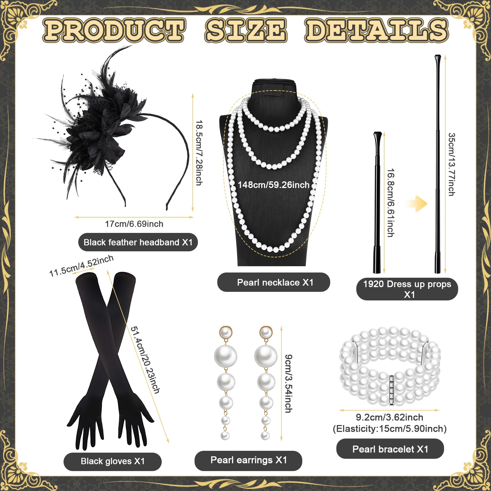 Glirop 6PCS 1920s Flapper Accessories Set - Image 2