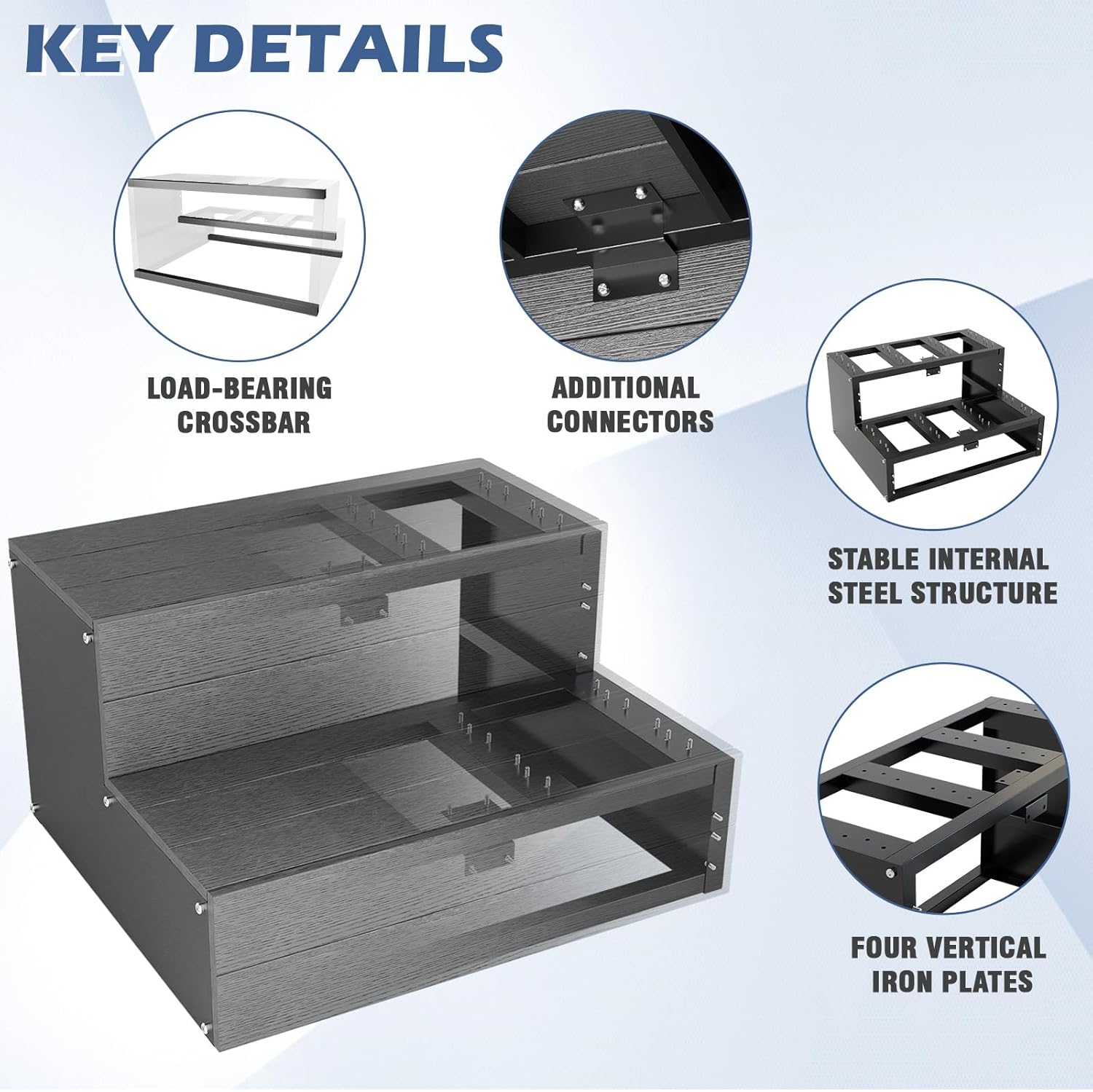 Hot Tub Steps, Wood Looking Plastic 2-Steps-100% Waterproof Spa Steps, Non Slip Heavy Duty Outdoor Steps for Porch/Deck,Universal Fit All Spa Sizes