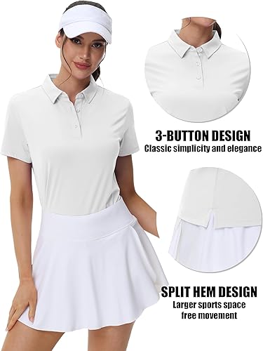Miniatura 4 de MAGCOMSEN Polos de golf para mujer, manga corta, UPF 50+, cuello de secado rápido, para tenis, trabajo, atletismo