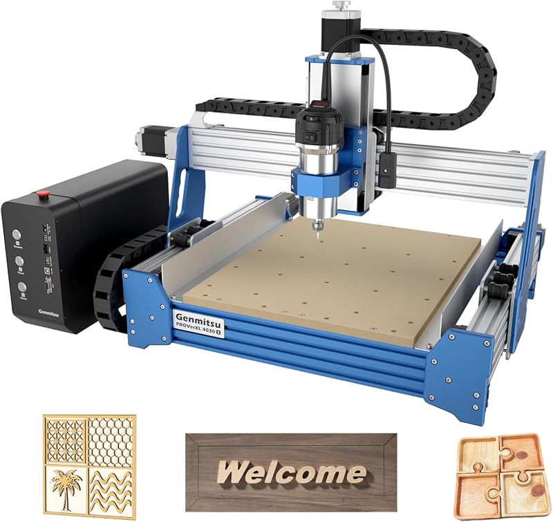 Genmitsu PROVerXL 4030S CNC Router Machine, 710W Spindle & 130mm Z-Height | Upgraded 3-Axis Desktop CNC Milling Machine, High Precision Linear Rails, Wireless App Control for Wood, Metal & Acrylic