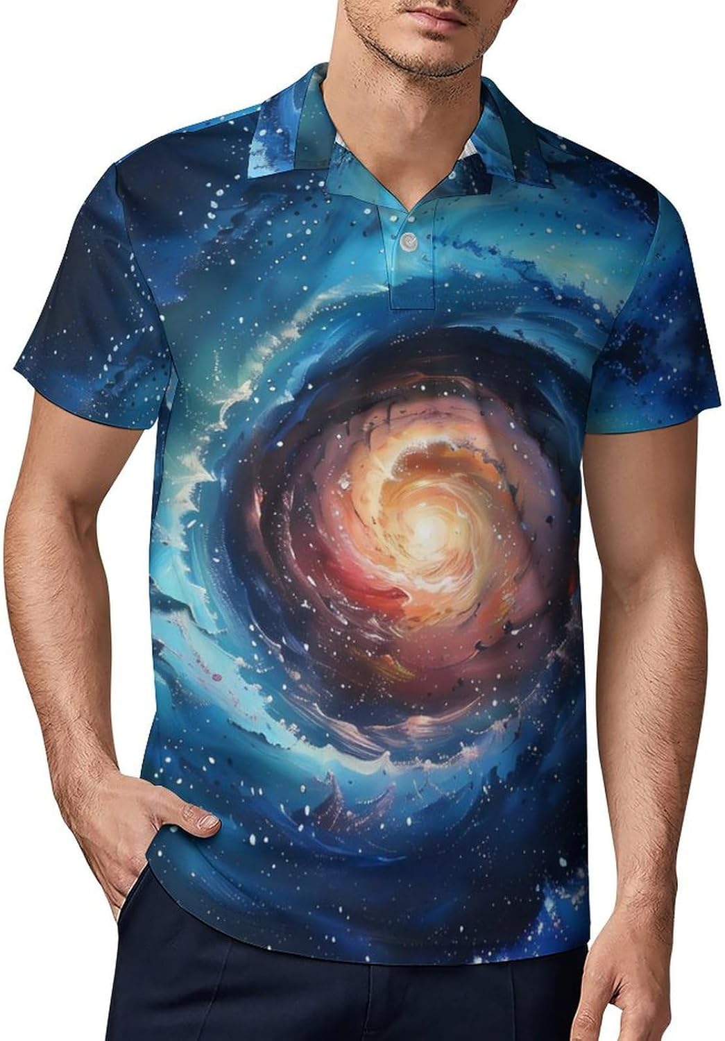 Spiral Galaxy Novelty Men's Short Sleeve Shirt Golf Tennis Shirts Work T-Shirt Sport Tee