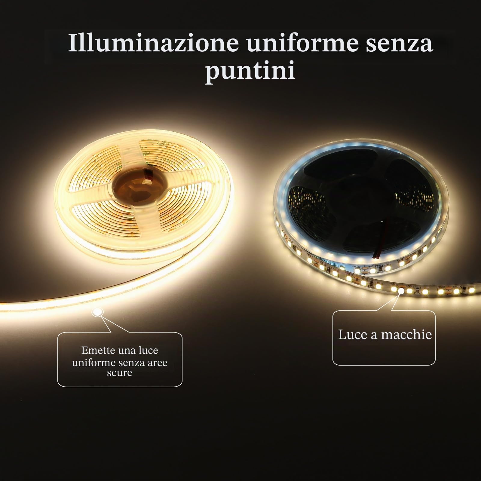 JOYLIT Striscia LED COB 12V Impermeabile IP65 6 Metri 4000K Bianca Naturale 320LEDs/M 4500LM CRI 90 Dimmerabile Adesiva Strip LED per RV, Cucina, Bagno (Senza Alimentazione)