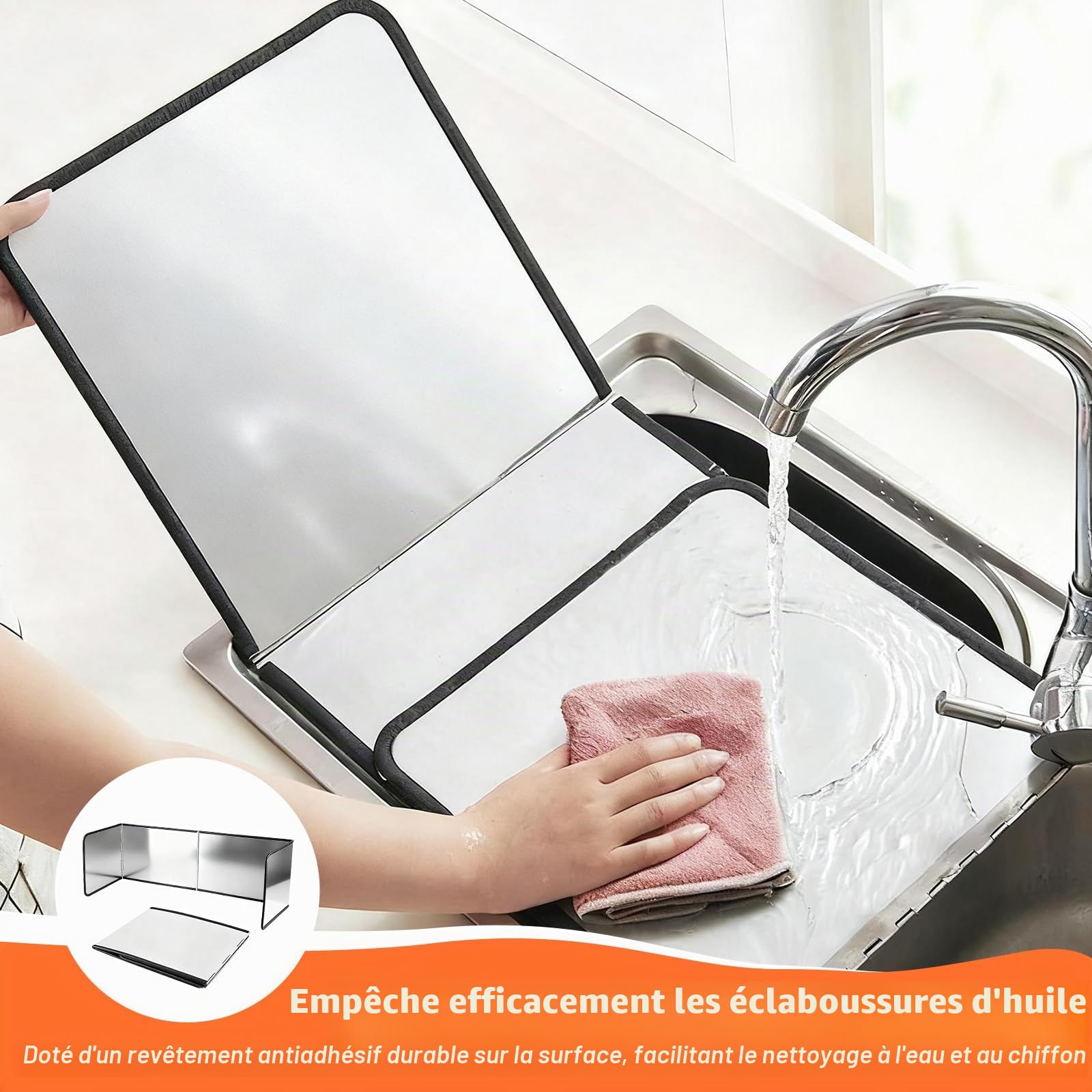 Protection anti-éclaboussures pour cuisine - 4 protections anti-éclaboussures - Paroi pliante - Protection anti-éclaboussures - Protection anti-éclaboussures pliable pour cuisines - Taches