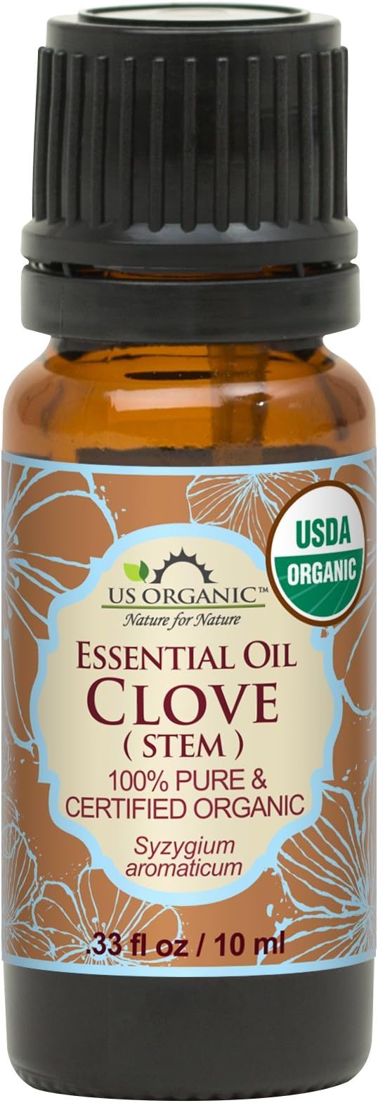 US Organic 100% Pure Clove Stem Essential Oil - USDA Certified Organic, Steam Distilled (10 ml)