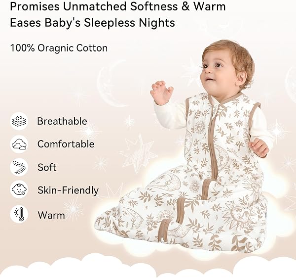 Unnivoll Gigoteuse 6-12 Mois, Gigoteuse Été Tog 0.5, Lot de 3, 100% Coton, Turbulette pour Bébé Nouveau-né Garçons Filles - 2