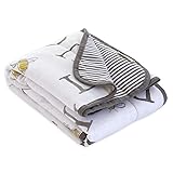 Burts Bees Baby Infant Reversible Blankets 100% Organic Cotton GOTS Certified - A-Bee-C Prints with Quilting Pattern Soft Nursery Blanket with 100% Polyester Fill for Size 30 x 40 Inch A-bee-c One Size