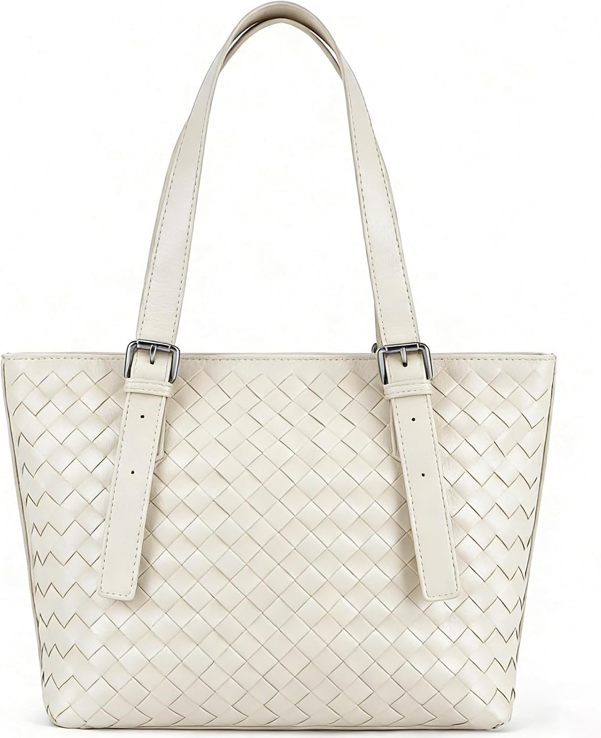 Woven Vegan Leather Tote Bag for Women Large Shoulder Handbag with Adjustable Straps Work Purse with Zipper | Woven bag