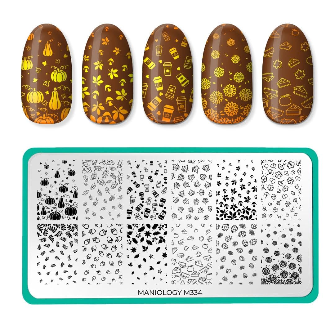 Maniology Season Gradients Nail Stamping Plate | Gradient Fall-Theme Inspired Manicure, Autumn DIY Patterns - Reusable, Rectangular, Stainless Steel
