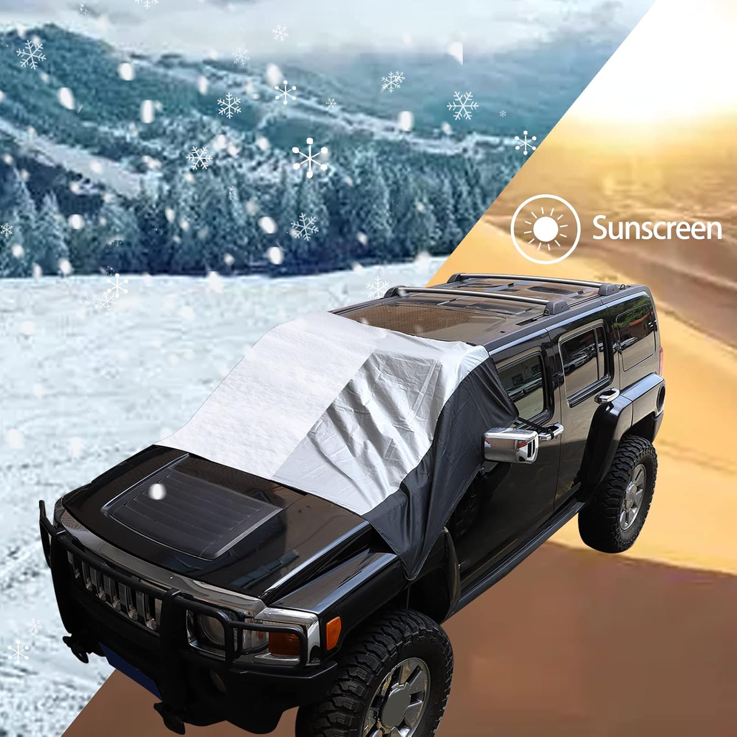 PIUGILH Car Windshield Snow Cover Fit for Hummer H2 H3,Windshield Snow Ice Cover Sun Cover,All Weather Dustproof Windshield Cover,Protects Windshield from Rain, Sun, Frost