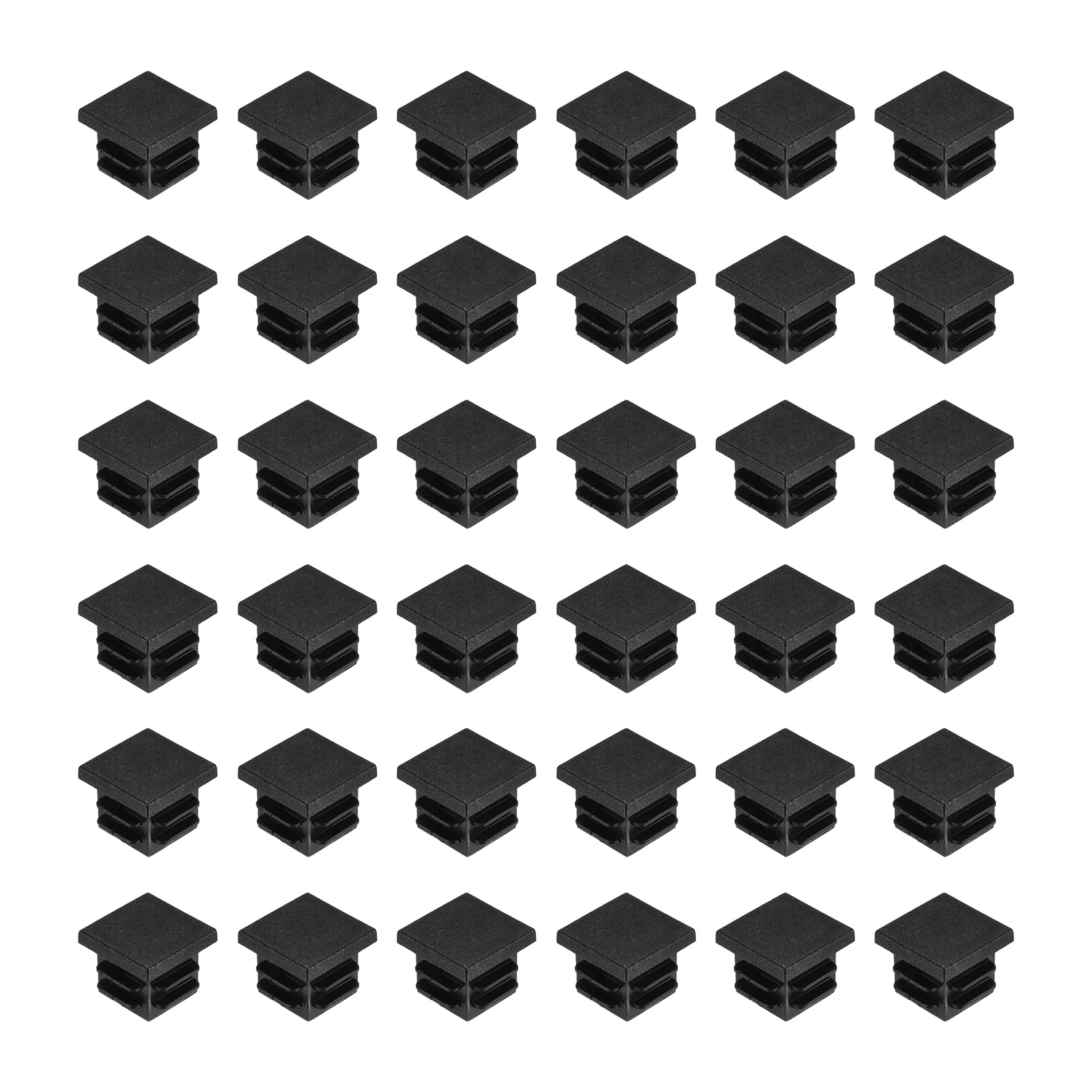 uxcell 38Pcs Square Plastic Plugs, 19 x 19mm/0.75 x 0.75inch PE Pipe Tubing End Caps for 15-17mm/0.59-0.67inch Square Tube Furniture Chair Leg, Black