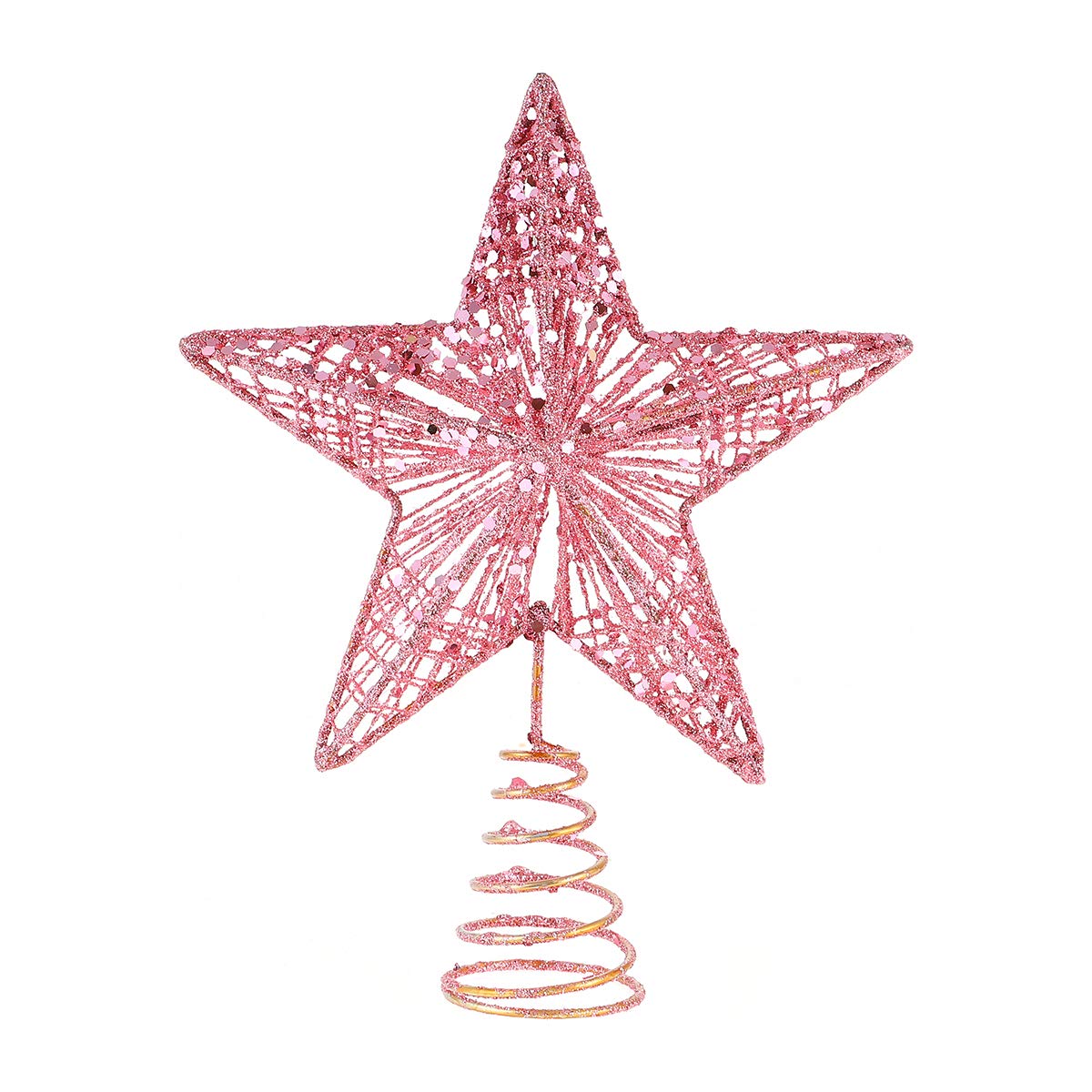 Estrella para árbol de Navidad de 25 cm rosa con acabado elegante de alta calidad