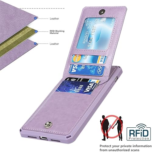 Miniatura 4 de iCoverCase Funda tipo cartera para iPhone XR con soporte para tarjetas bloqueo RFID de piel sintética de alta calidad, ranuras para tarjetas,