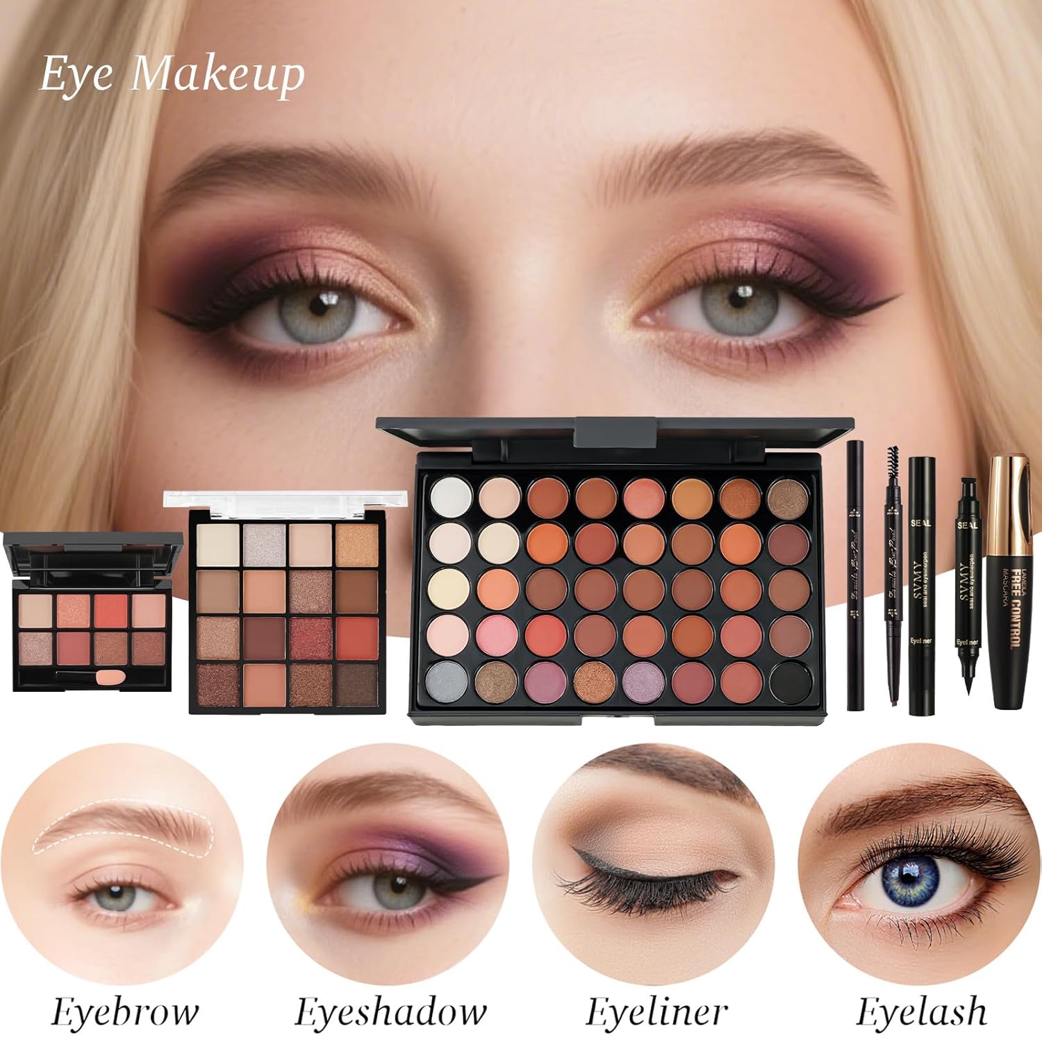 All in One Makeup Kit for Women Full Kit,Makeup Set for Women, Includes Eyeshadow Palette/Foundation/Lipstick/Eyeliner/Mascara/makeup Brush,Makeup Gift Set for Christmas & Birthday&Holiday&Everyday.