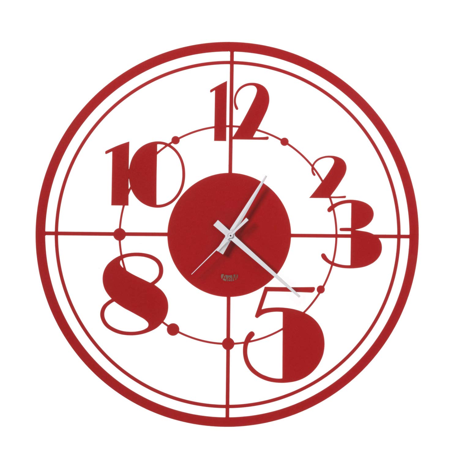 Horloge murale Arti & Mestieri Teo rouge en fer de 50 cm fabriquée en Italie