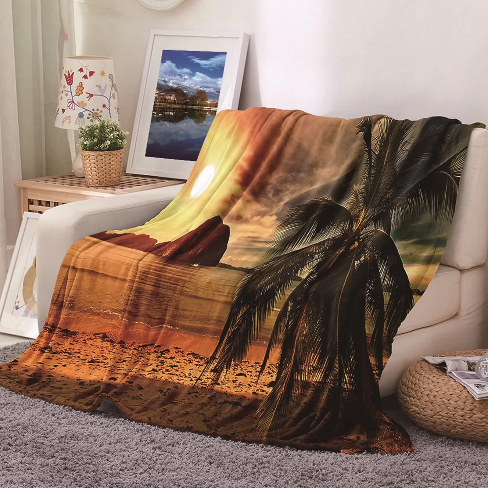 Couverture polaire en flannel orange 100x150cm pour le lit et canapé