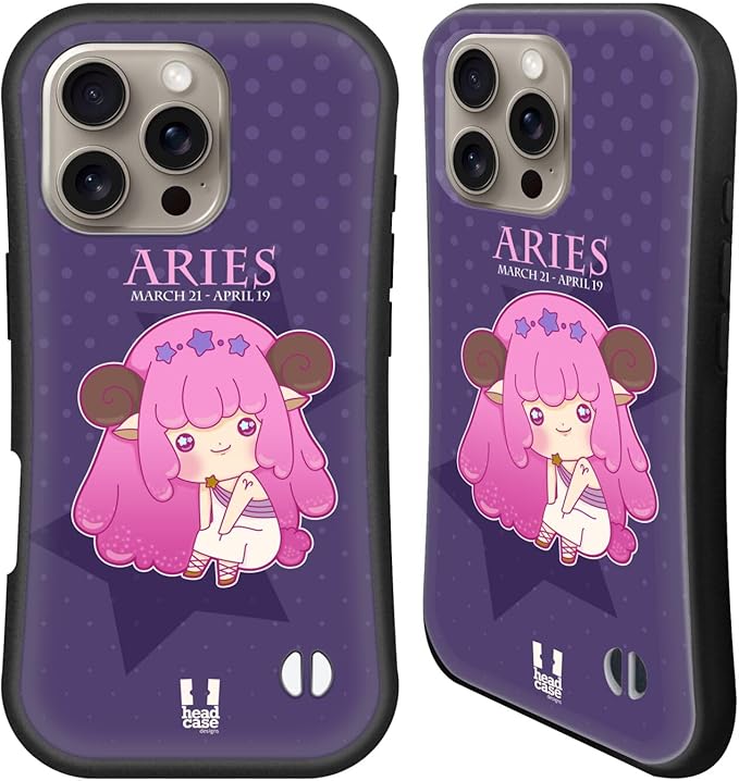 Head Case Designs Aries Kawaii Zodiac Signs Hybrid Case Compatible with Apple iPhone 16 Pro