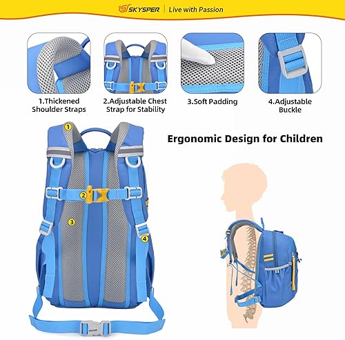 Miniatura 3 de SKYSPER Mochila escolar para niños de 4 a 8 años para viajes de un día y clases (azul)