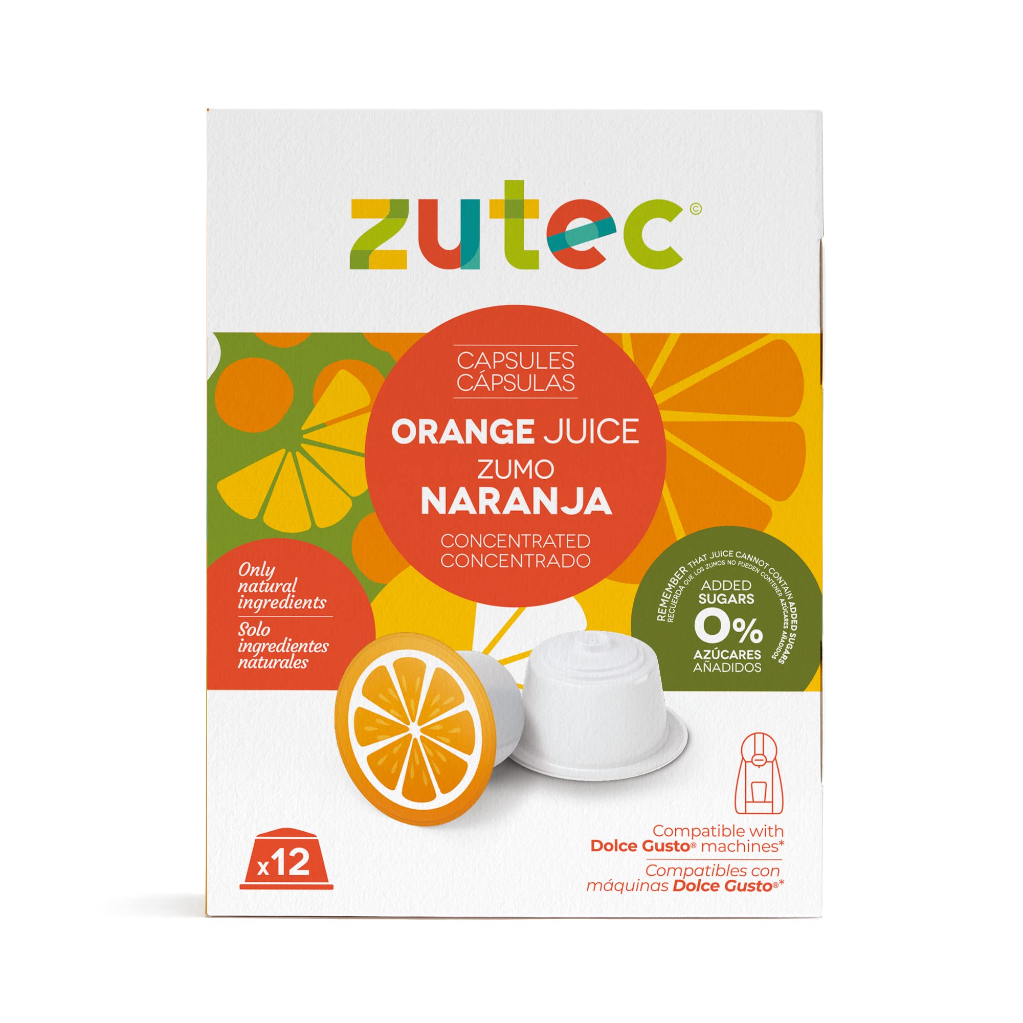 Zutec - Capsules de jus - Compatible avec la cafetière Dolce Gusto®* - Saveurs assorties - Orange, ananas et pomme - 3 paquets de 12 capsules - 36 capsules - Végétalien